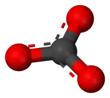 Ball-and-stick model of the carbonate anion