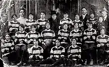 Cardiff Ladies XV in the Cardiff clubhouse, 1917