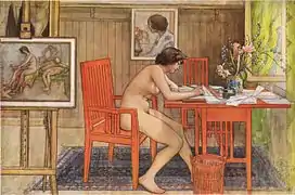 Carl LarssonModellen skriver vykort