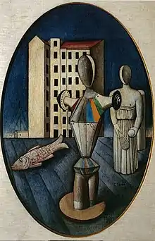1918, L'Ovale delle Apparizioni (The Oval of Apparition), oil on canvas, 92 x 60 cm, Galleria Nazionale d’Arte Moderna, Rome, or Collezioni R. Jucker, Milan