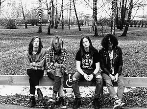 Left to right: Jeppe Larsson, Johan Liiva, Michael Amott, Johnny Dordevic