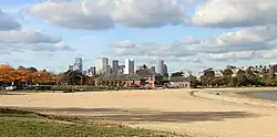 Carson Beach, Fall 2019, With the Boston Financial District in the background