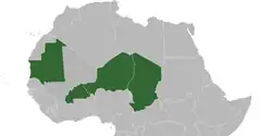 Carte des pays membres du G5 Sahel.png