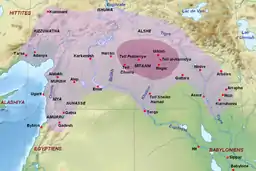 Kingdom of Mitanni at its greatest extent under Parshatatar c. 15th century BC