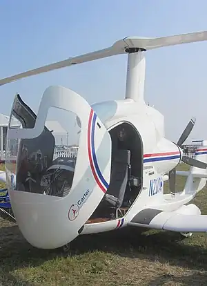 Carter PAV  Unpowered rotor, pusher propeller, wings.