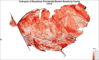 Cartogram of Republican presidential election results by county