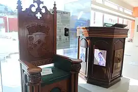 Parish priest sit and pulpit from the Church Santa María del Rosario.