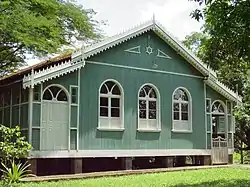 Historic house with Carpenter Gothic architecture, in Porto Acre, Brazil