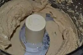 Cashew butter being ground