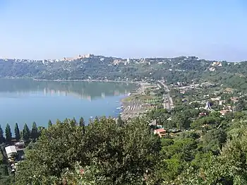 The town of Castel Gandolfo overlooking Lake Albano.