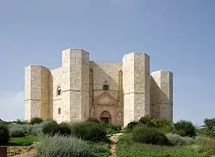 Octagonal corner towers at Castel del Monte, Apulia.