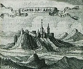 Imaginative rendering of Arta in an engraving by Jacob Enderlin