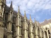 Buttresses of Reims Cathedral with pinnacles for additional weight