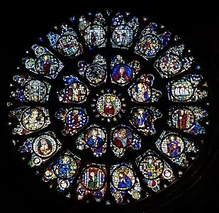 Rose window of the west front (1230, with later restorations)