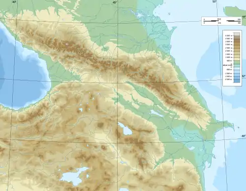 Map showing the location of Bezengi Glacier