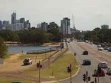 View along The Causeway towards East Perth