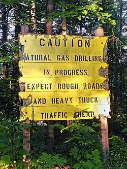 Unpaved McConnell Road passes by many Marcellus Shale natural gas-drilling sites as it traverses the Susquehannock State Forest