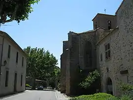 The town hall and church in Caux-et-Sauzens