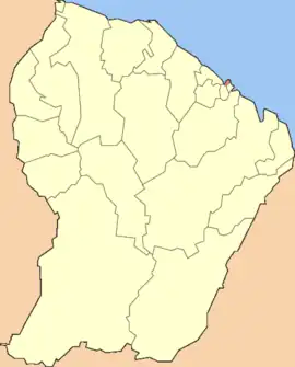 Location of the commune (in red) within French Guiana