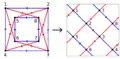 Two isomorphic Cayley graphs of the quaternion group.