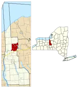 Location within Cayuga County and New York