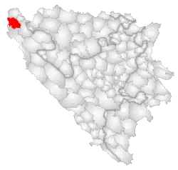 Location of Tržac (Cazin) within Bosnia and Herzegovina.