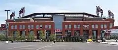 The front of the park as seen from a parking lot at Lincoln Financial Field