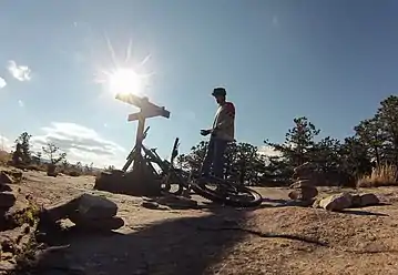 Near Cedar Rock summit (elevation 3074 feet), at intersection of Cedar Rock and Big Rock trails