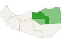 Location of El Afweyn District within Sanaag, Somaliland