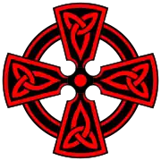 Celtic cross with triquetras.