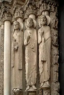 Statue-columns of Old Testament figures, west porch of Chartres Cathedral (1145–55)