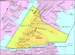 Census Bureau map of Bayonne, New Jersey