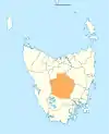 Map showing Central Highlands LGA in Tasmania