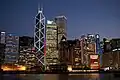 View of Hong Kong Financial District at night.