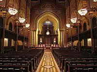 Interior of the Moorish Revival Central Synagogue (1872) by Henry Fernbach in Manhattan, New York