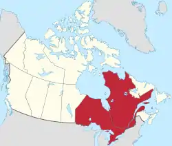 Map of Central Canada, defined politically