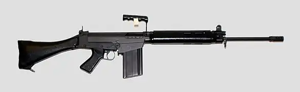 A Century Arms FN FAL rifle built from an L1A1 parts kit.