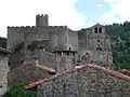 The castle (left) and chapel (right).