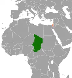 Map indicating locations of Chad and Israel