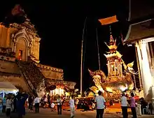 The funeral pyre for Chan Kusalo in the shape of a nok hatsidiling