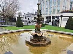 The fountain. Bridewell Courthouse is visible in the background.