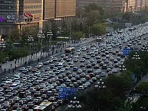 Image 27Road congestion is an issue in many major cities (pictured is Chang'an Avenue in Beijing). (from Car)