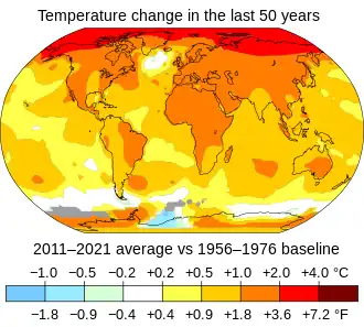 Image 7Average surface air temperatures from 2011 to 2020 compared to the 1951–1980 average. Source: NASA. (from Developing country)