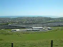 Image 24Credit: StephenDawson The Channel Tunnel terminal at Cheriton near Folkestone in Kent, from the Pilgrims' Way on the escarpment on the southern edge of Cheriton Hill, part of the North Downs.More about the Channel Tunnel... (from Portal:Kent/Selected pictures)