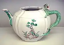 Chantilly soft-paste porcelain teapot, with Chinese dragon, 1735-1740.