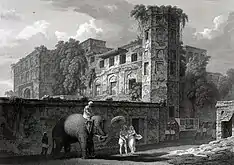 Bara Katra, etching by Sir Charles D'Oyly in 1823