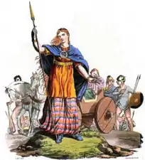 19th century illustration of Boudica and other Britons