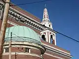 South side of the church showing spire.