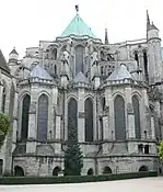 The choir and the apse chapels of Chartres Cathedral, except for the crypts already polygonal