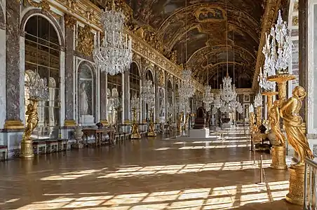 Baroque - Hall of Mirrors of the Palace of Versailles, by Jules Hardouin-Mansart, 1678-1684